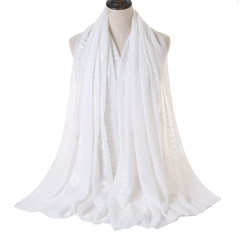 Women's Basic Retro Classic Style Flower Cotton Scarf