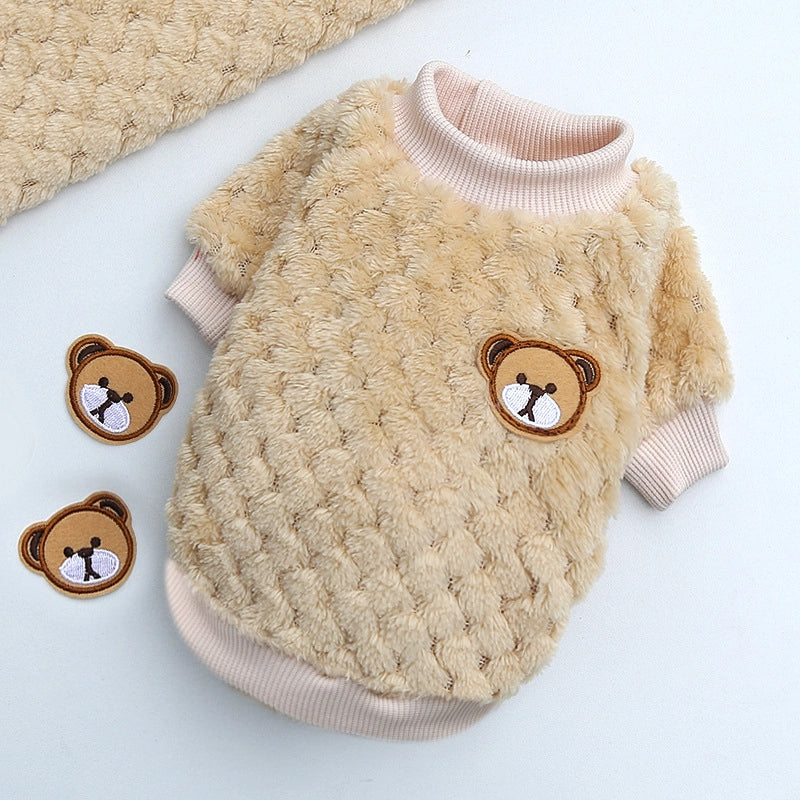 Large And Small Dog Clothes Cat Pet Clothes Autumn And Winter New Pet Supplies Velvet Clothes French Bucket Two-legged Clothes Plaid