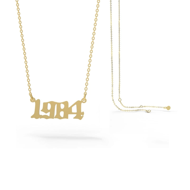 Retro Stainless Steel 28 Years Number Necklace
