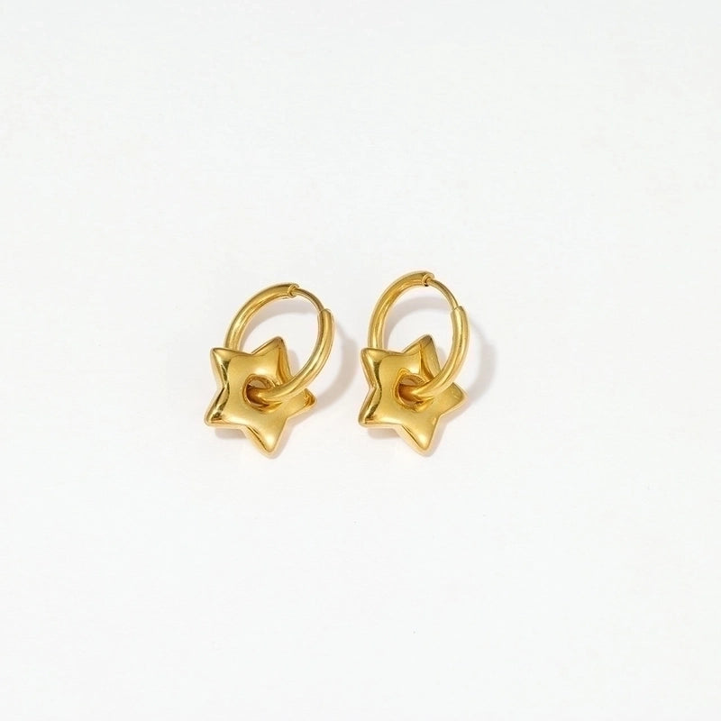 1 Pair Minimalist Star Plating 304 Stainless Steel Drop Earrings