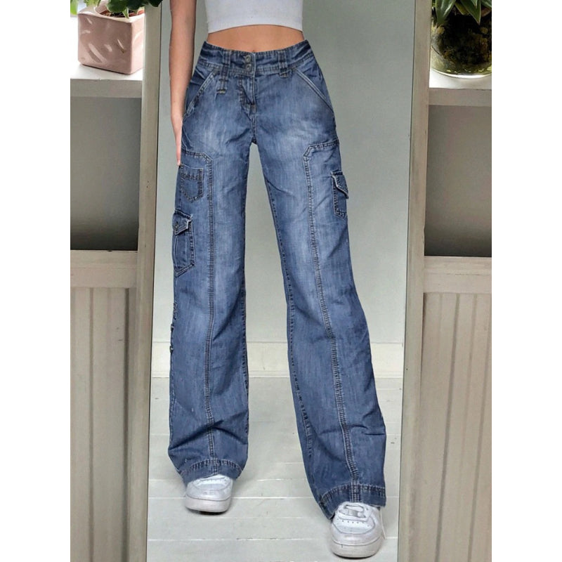 Patchwork Streetwear Baggy Jeans For Women