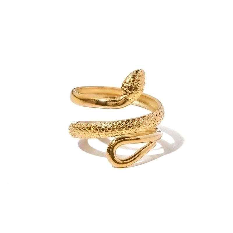 Fashion Snake 304 Stainless Steel 18K Gold Plated Plating Open Ring