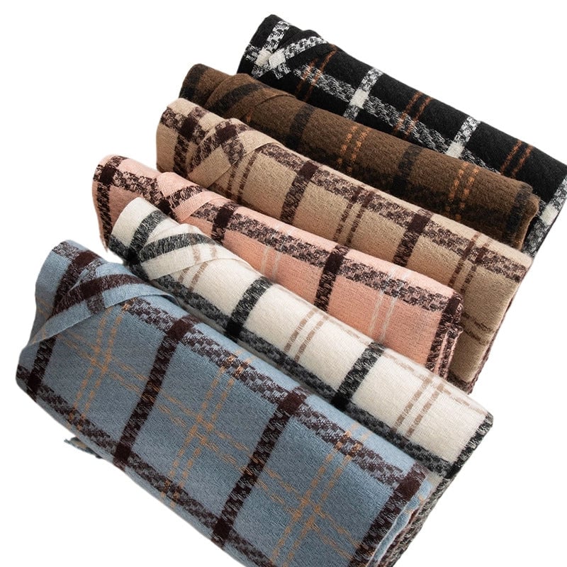 Warm Artificial Cashmere Scarf Plaid Student Couple Winter Thicken Thermal Scarf
