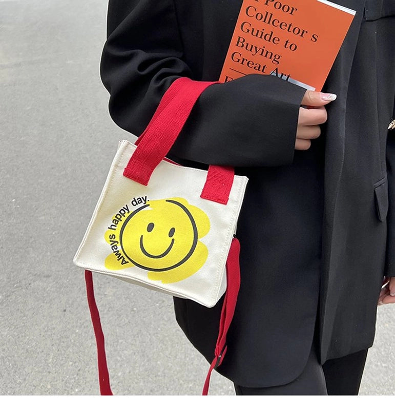 Women's Fashion Smile Face Canvas Shopping Bags