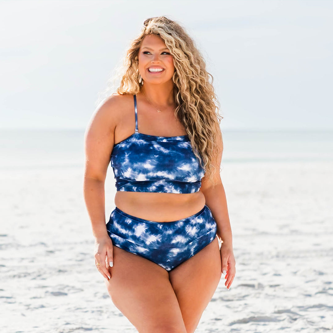 Hidden Islands Swim Bottom. Tie Dye-Blue