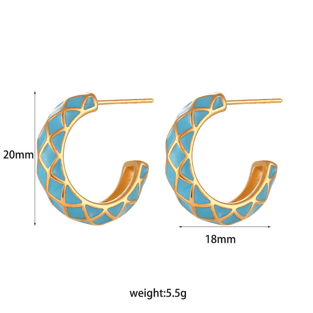 Minimalist Fashion Ellipse Geometric Stainless Steel 18K Gold Plated Stud Earrings