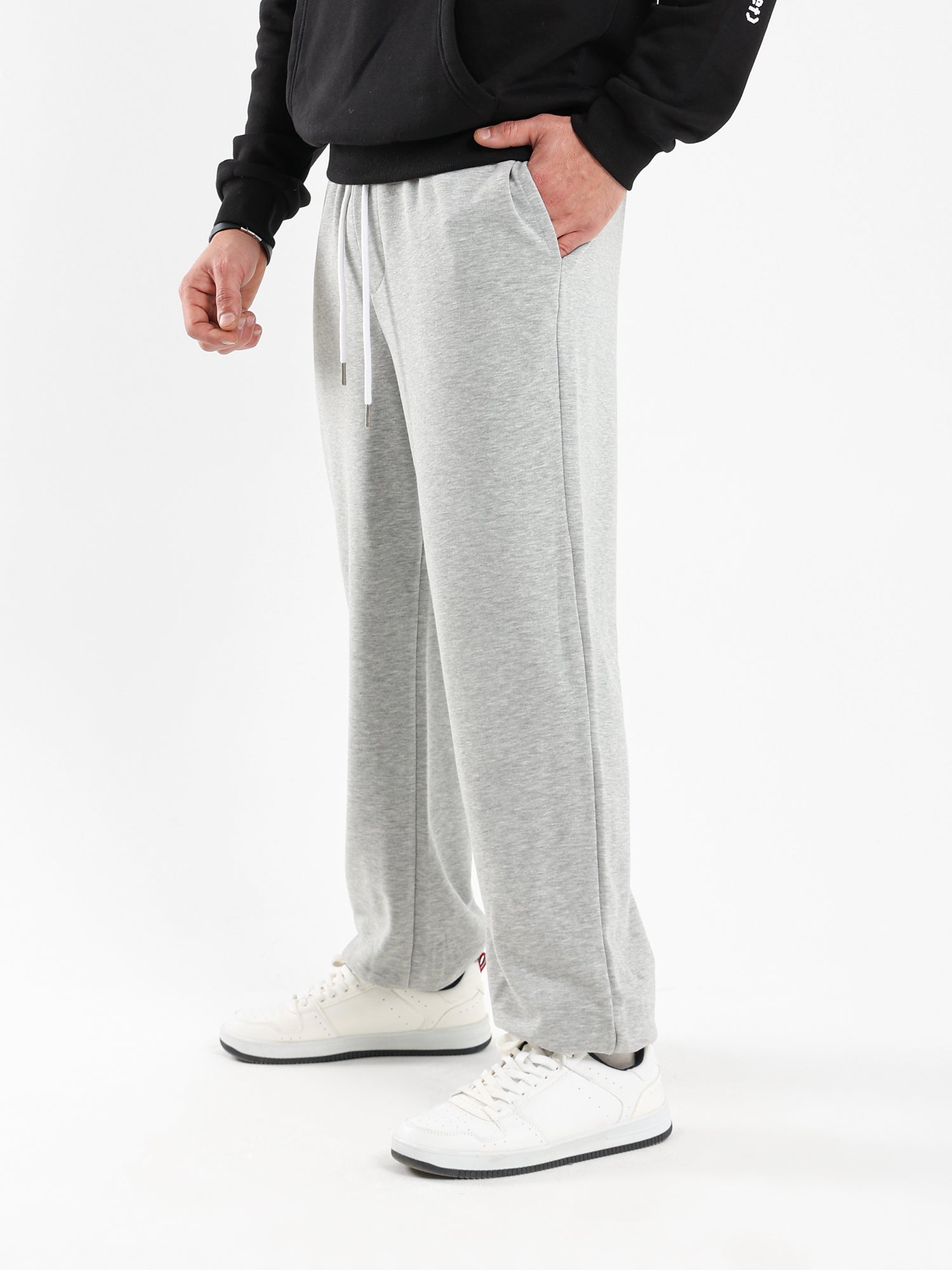Elastic Waist Sweatpants with Ribbed Hem