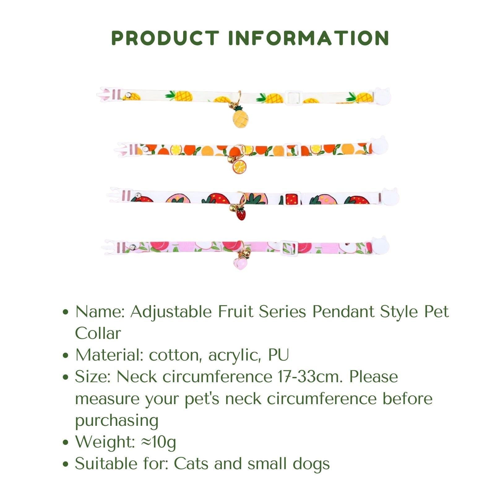 Fruit Series Pendant Style Adjustable Pet Collar