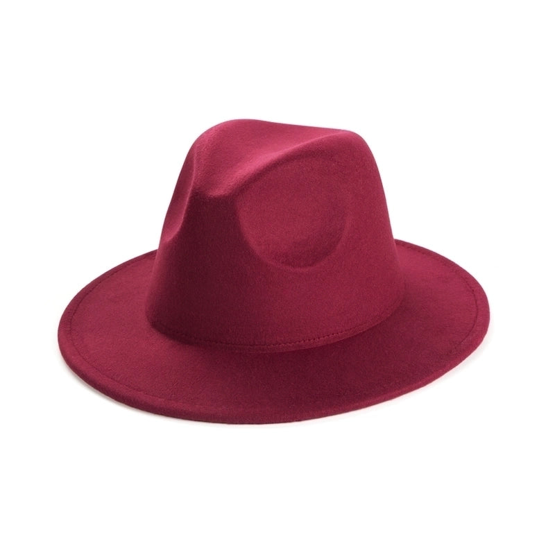 Unisex Elegant Solid Color Big Eaves Fedora Hat