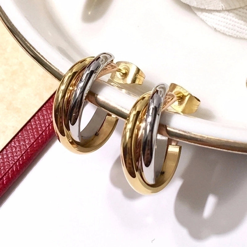 1 Pair Minimalist C Shape Plating 304 Stainless Steel Titanium Steel 18K Gold Plated Ear Studs