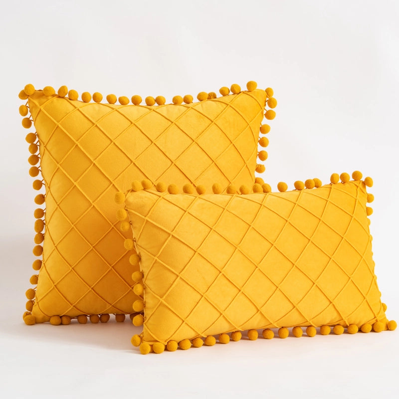 Retro Plaid Solid Color Chemical Fiber Pillow Cases