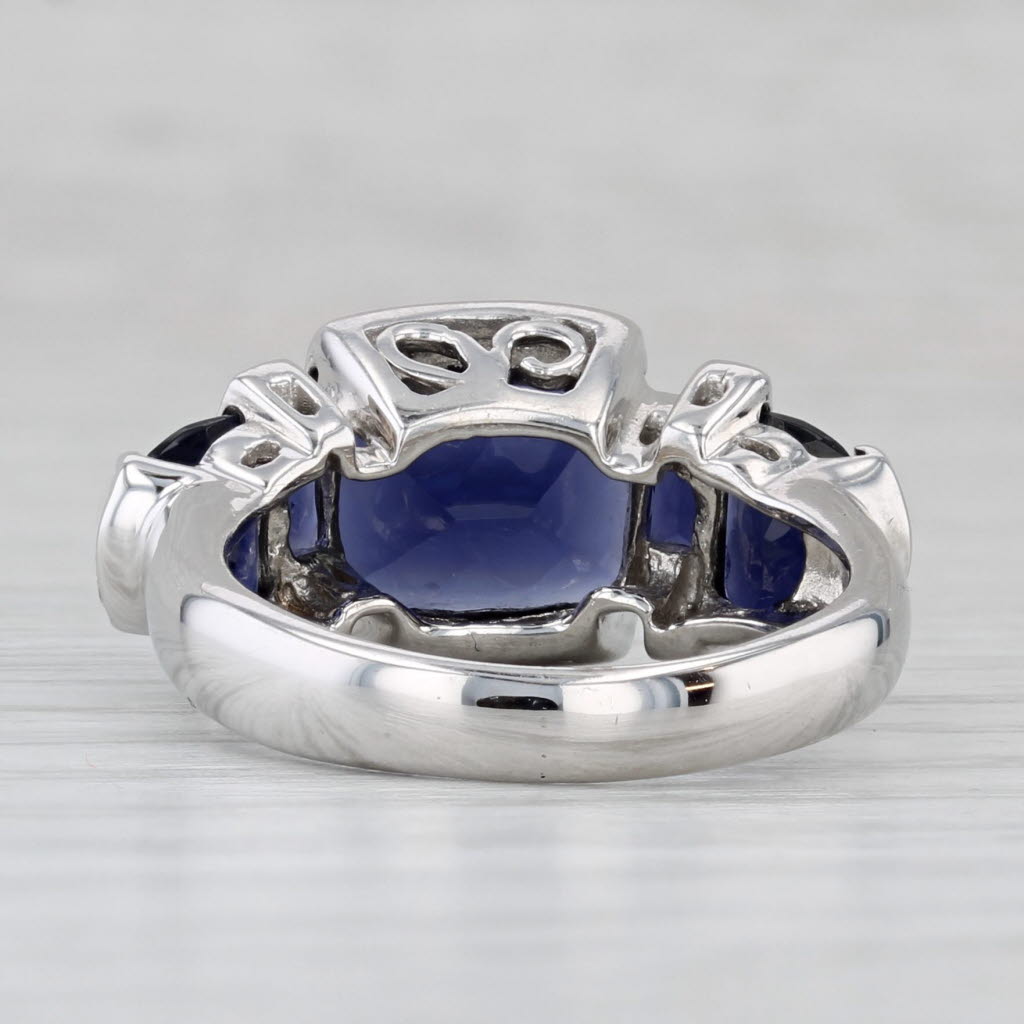 3.65ctw Blue Iolite Diamond Ring 14k White Gold Size 6.5