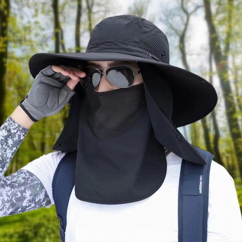 Fisherman Hat Men's Summer UV Protection Outdoor Travel Sun Hat Fishing Face Cover Sun Hat Big Brim Sun Hat
