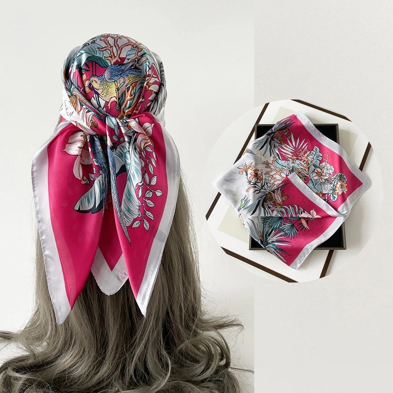 Women's Casual Flower Satin Printing Bandanas