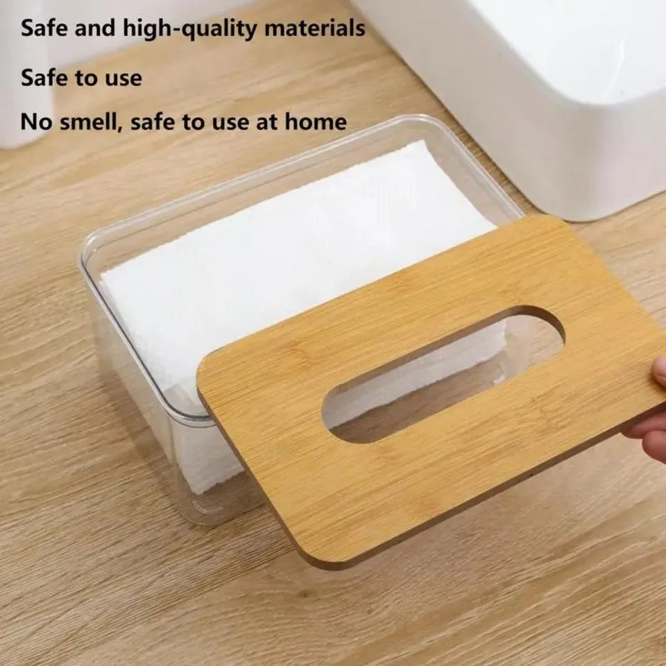 ACRYLIC WOODEN TOP TISSUE BOX