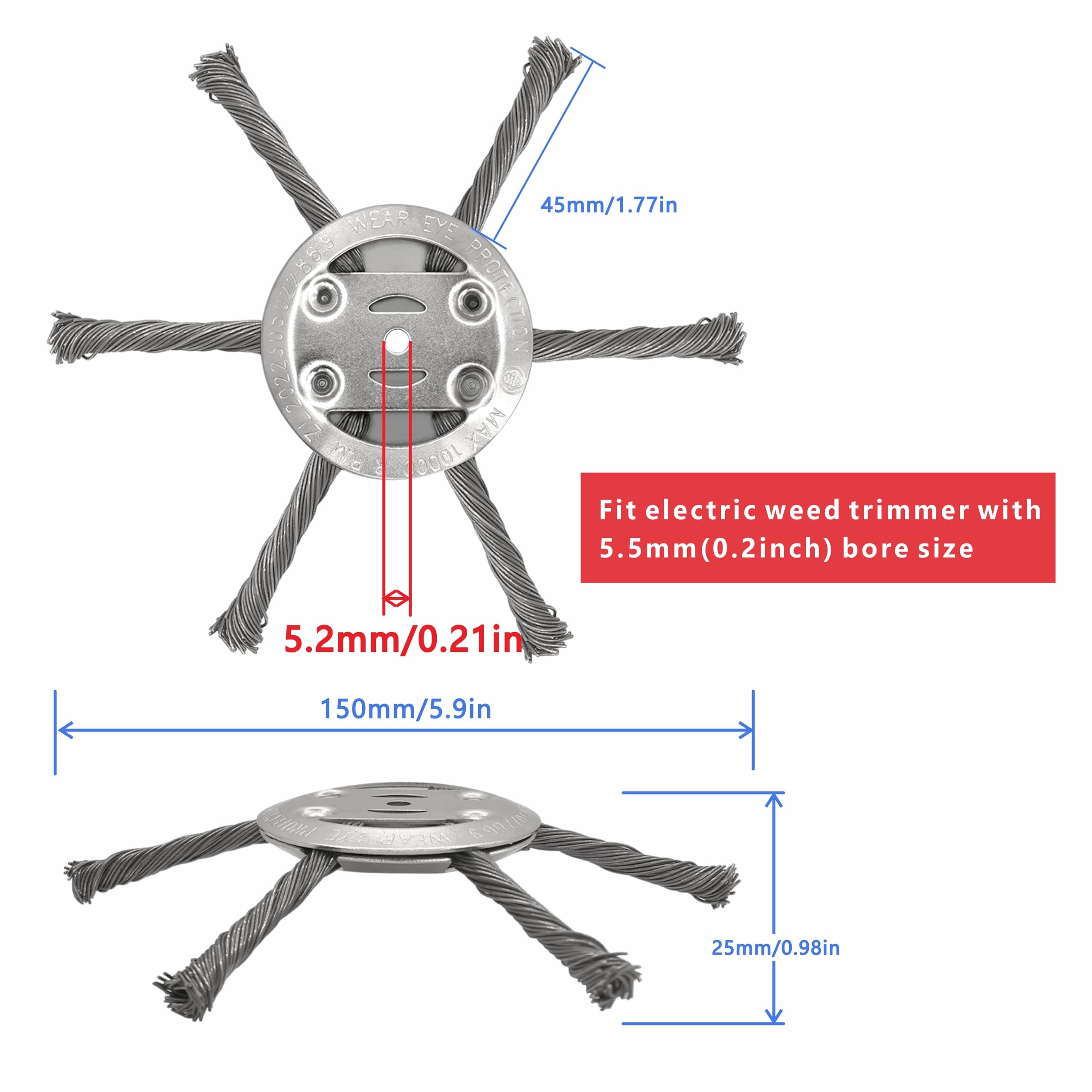 6 inch Steel Wire Weed Brush Cutter Trimmer Head