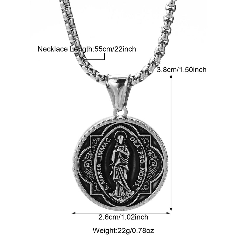 Modern Style Classic Style Portrait Cross Solid Color 304 Stainless Steel 18K Gold Plated Round Pendant Necklace