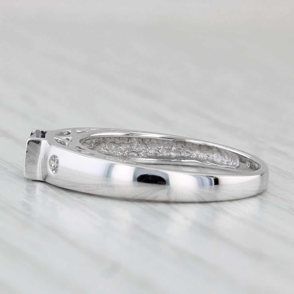 0.41ctw Lab Created Blue Sapphire Diamond Ring 10k White Gold Sz 6.5 Engagement