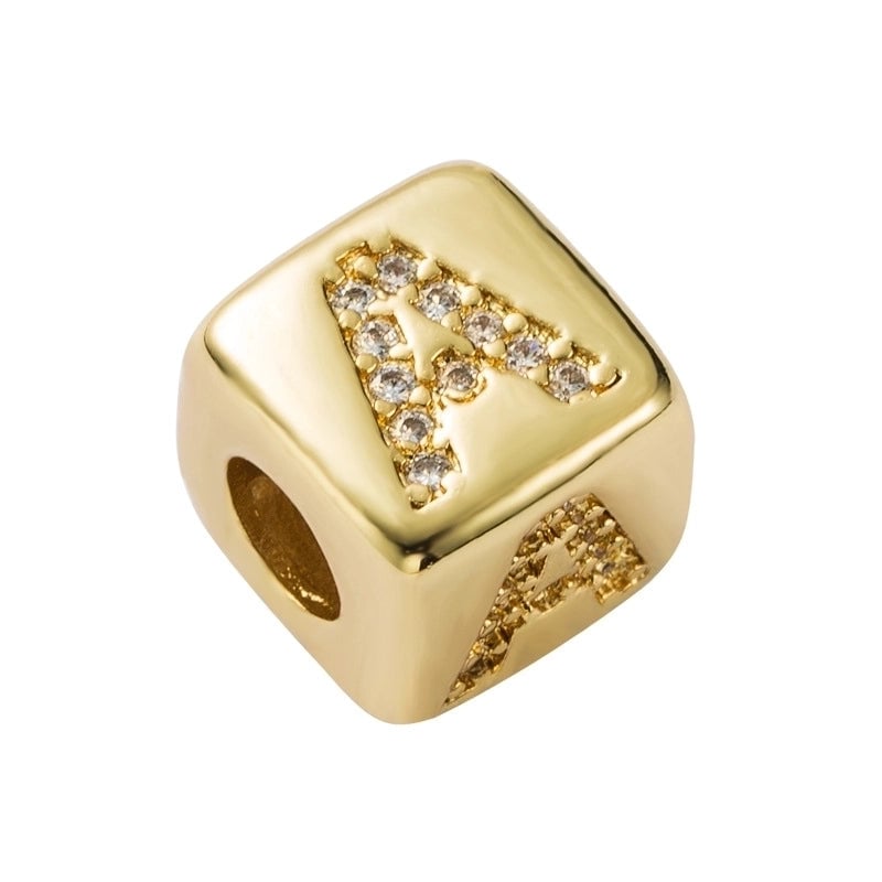 Copper Inlaid Zircon Letter Artificial Gemstones Copper Bracelets
