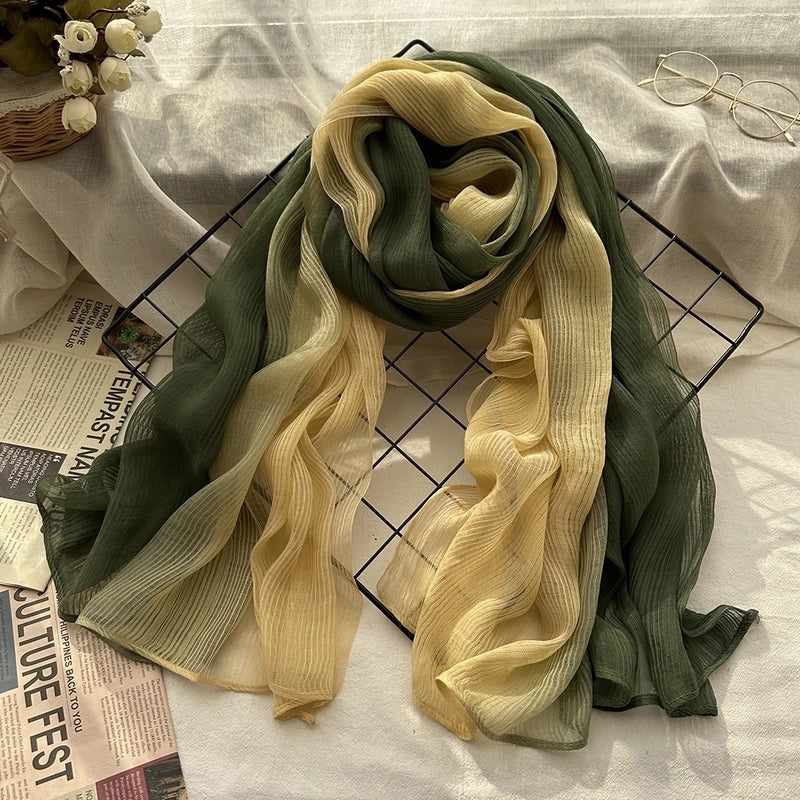 Women's Elegant Sweet Color Block Silk Silk Scarf