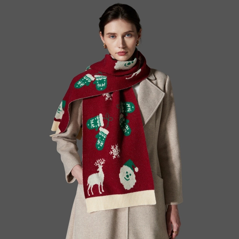 Women's Casual Sweet Snowflake Elk Imitation Cashmere Scarf