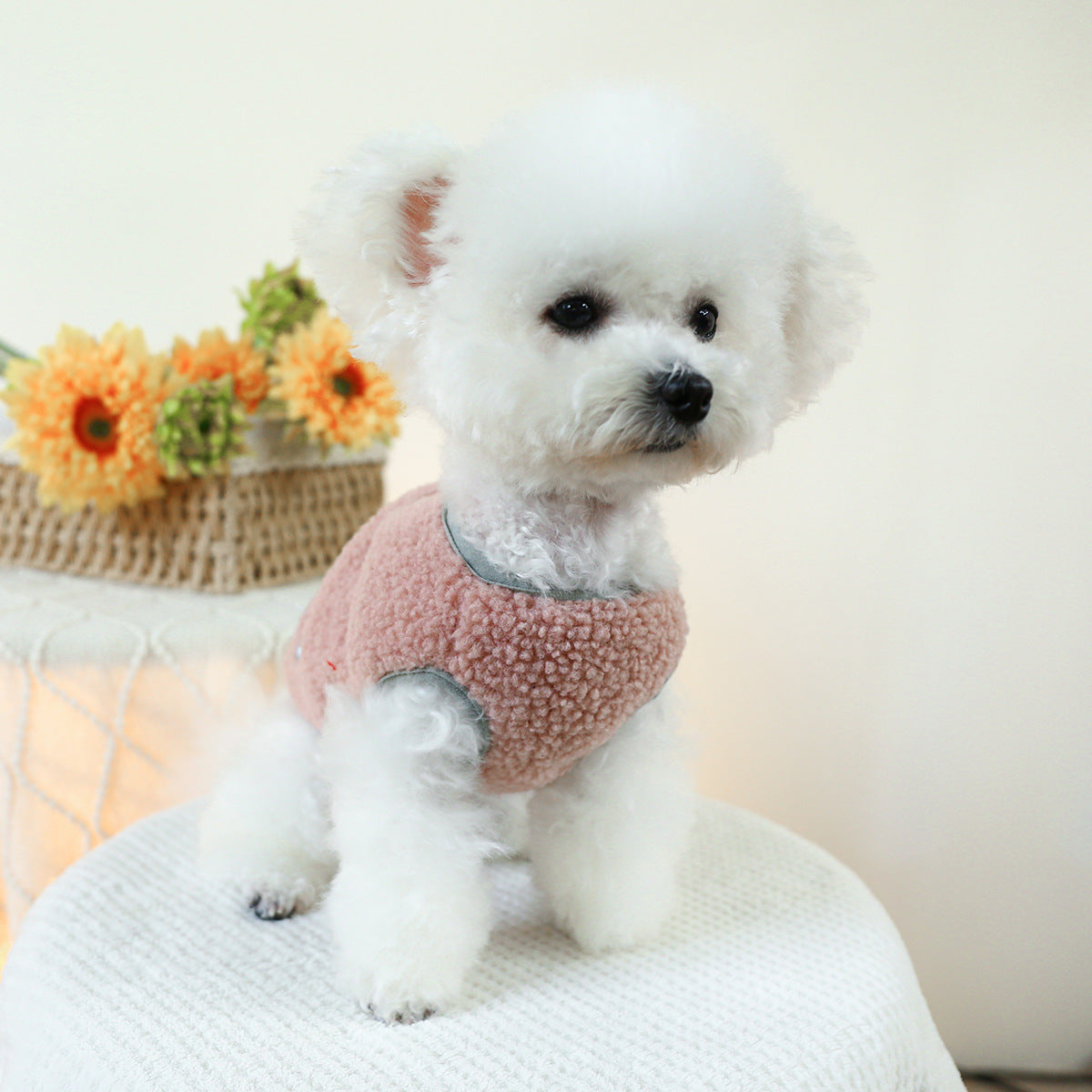 Buttoned Pocket Fleece Dog Jacket Vest