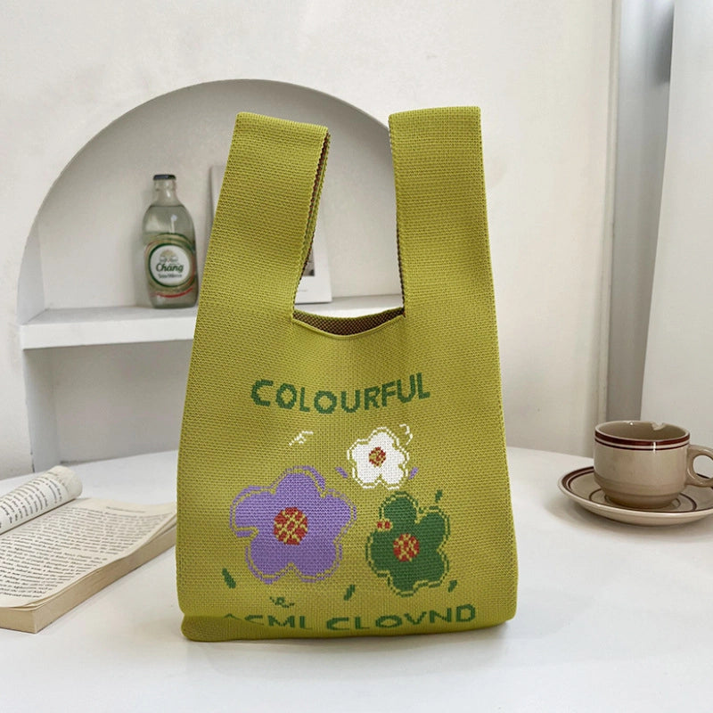 Women's Medium Polyester Flower Basic Vintage Style Square Open Shopping Bags