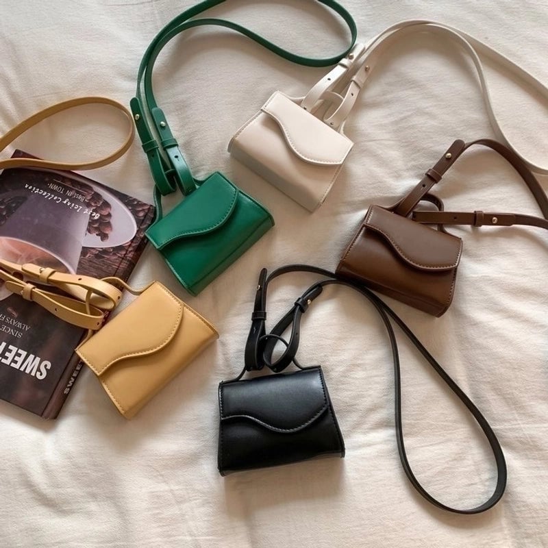 Women's Mini Pu Leather Solid Color Streetwear Square Flip Cover Square Bag