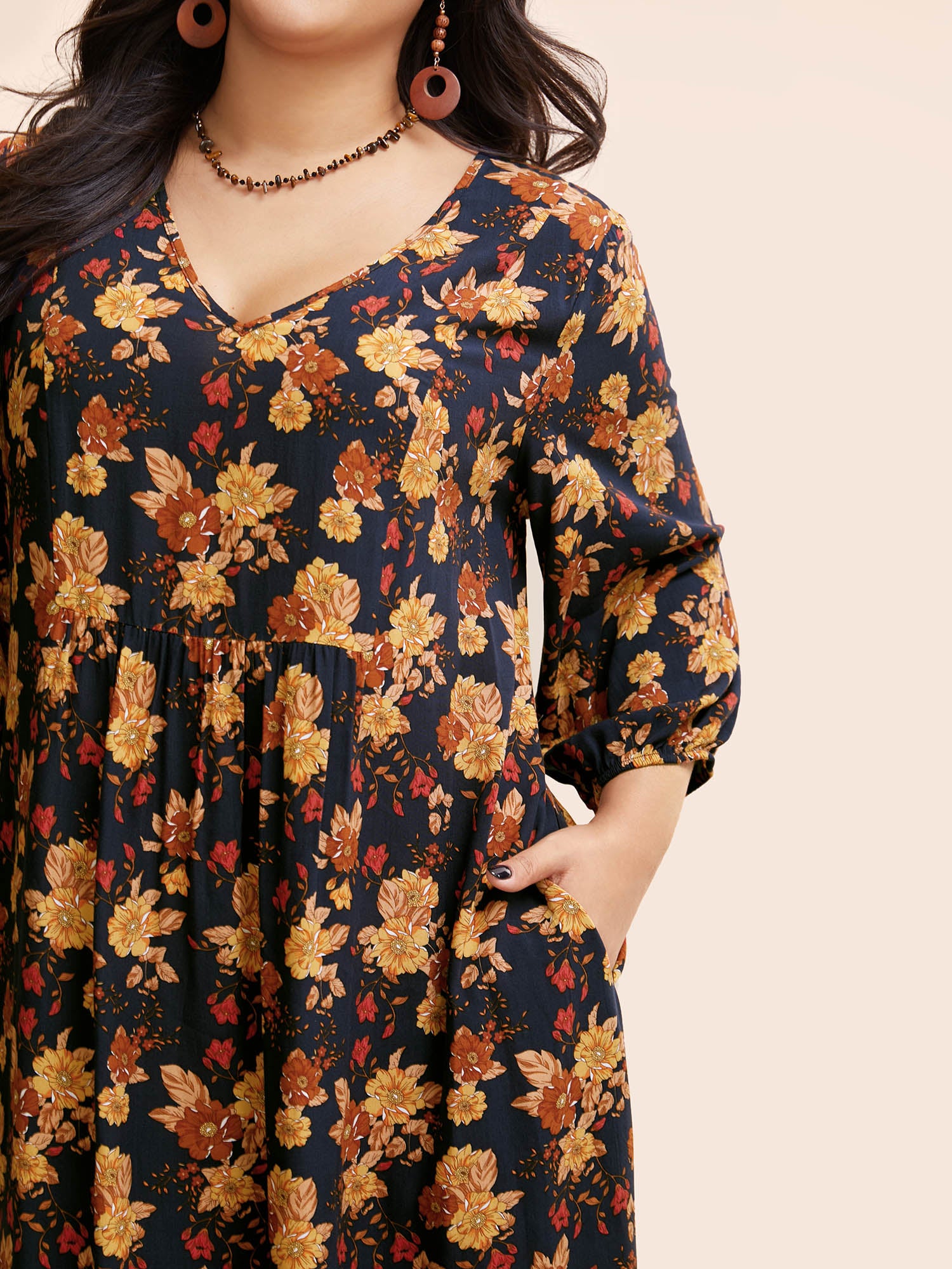 Supersoft Essentials Floral Print Pocket V Neck Dress