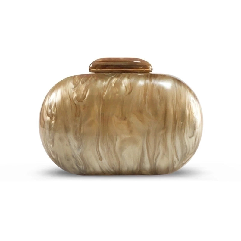 Coffee Red White Arylic Solid Color Oval Evening Bags