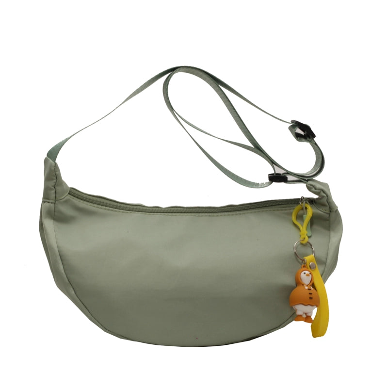 Women's Oxford Cloth Solid Color Streetwear Ornament Dumpling Shape Zipper Crossbody Bag