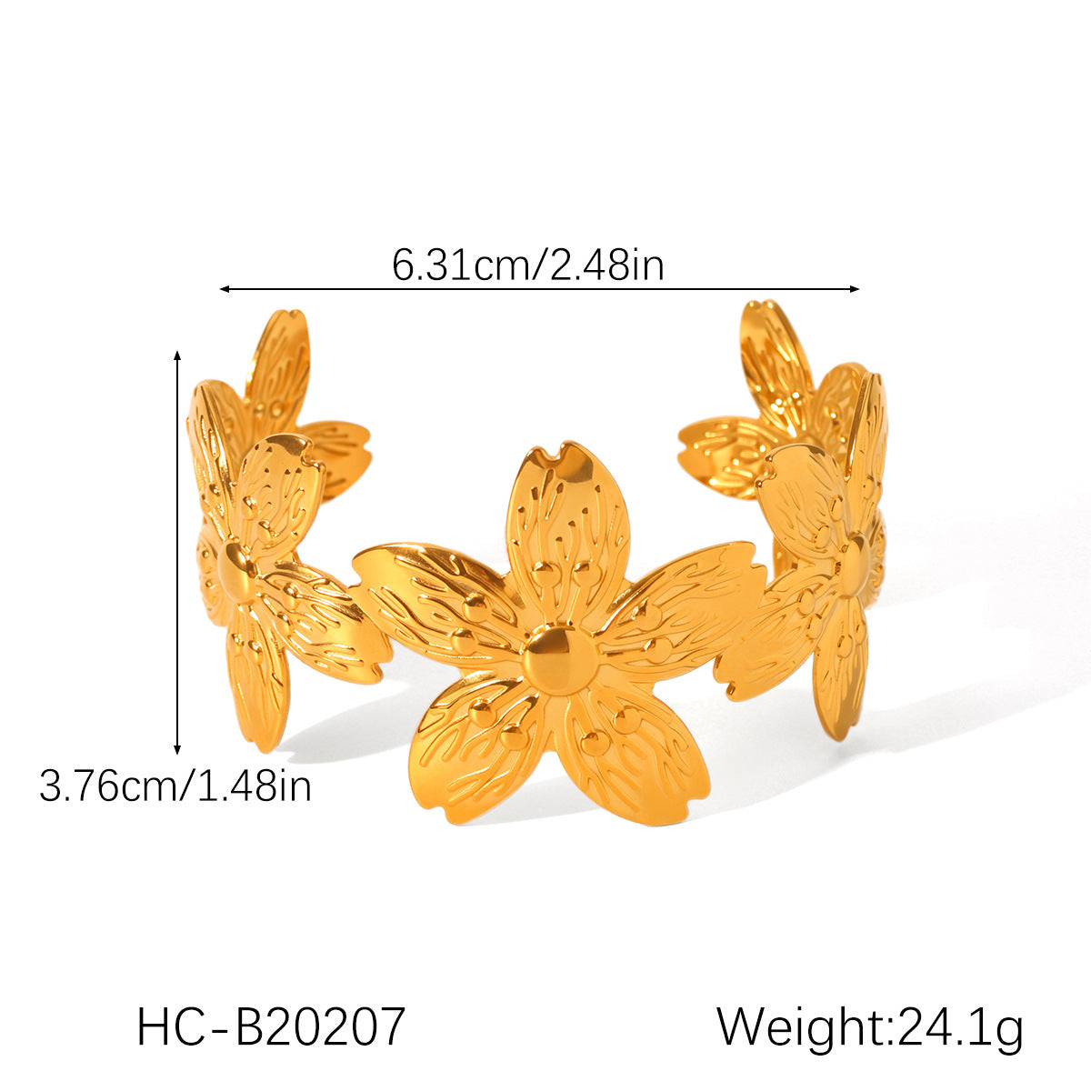 Ins Style Stainless Steel Bracelet 18K Gold-Plated Open Bracelet Titanium Steel Bracelet Female Jewelry