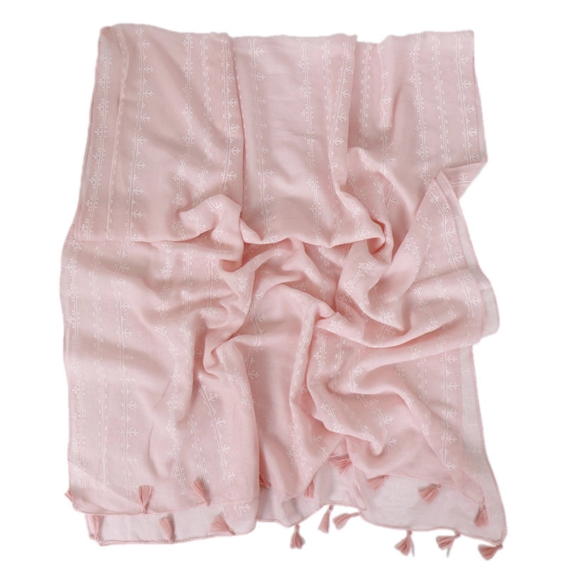 Women's Minimalist Classic Style Flower Cotton Printing Scarf