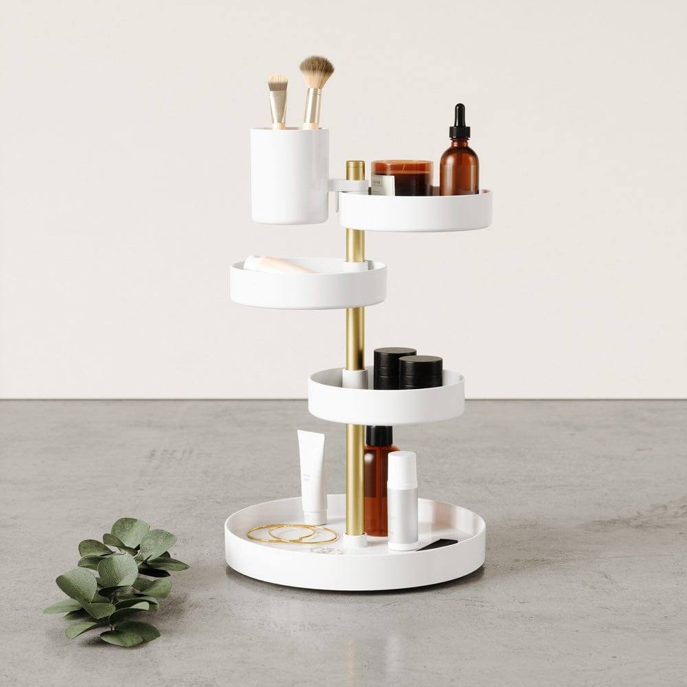 Pirouette Cosmetics Organiser - White & Brass