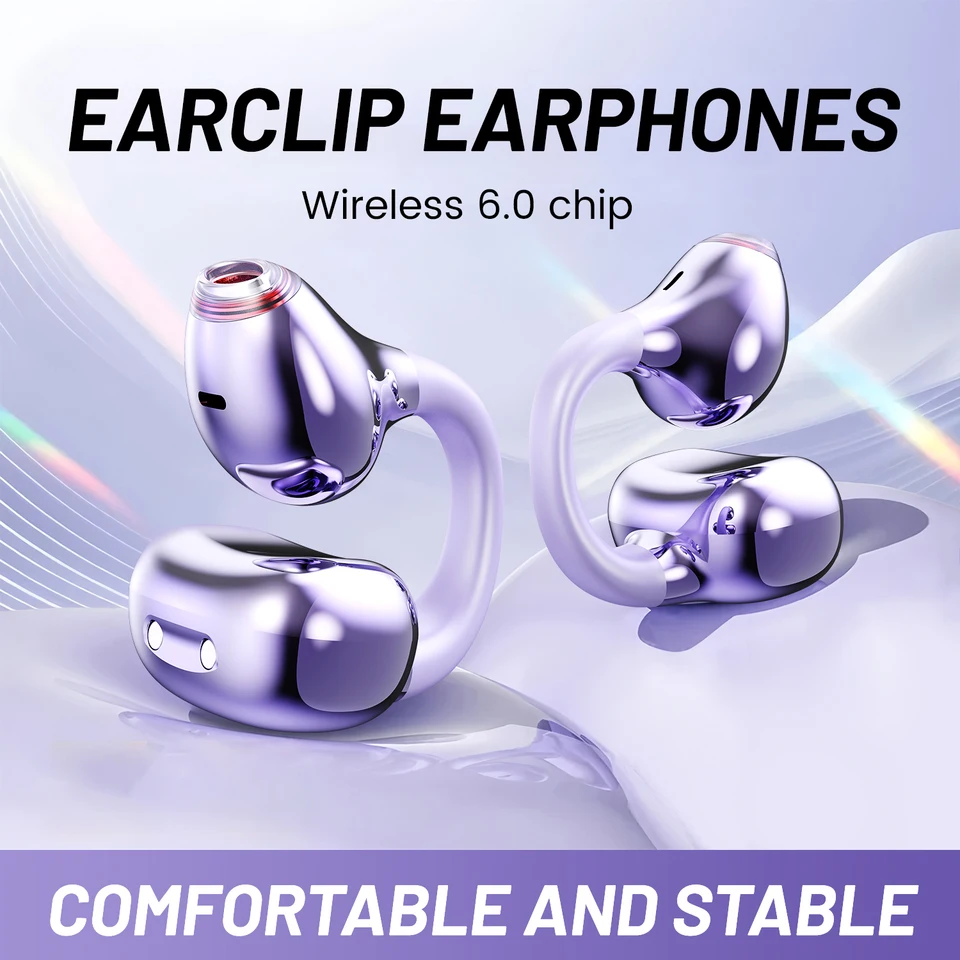 New39 Wireless Bluetooth Earphones 6.0,Ear Clip Headphones,Sports Noise Reduction Headset Voice Call Earbuds,Adults Surprise Gift