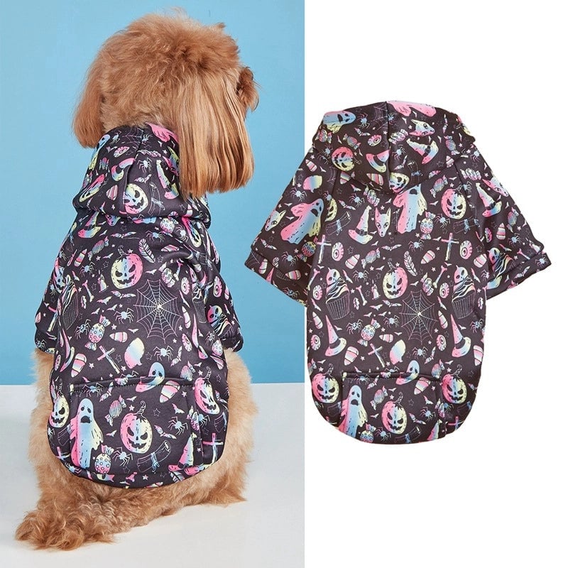 Funny Polyester Halloween Pumpkin Moon Spider Web Pet Clothing