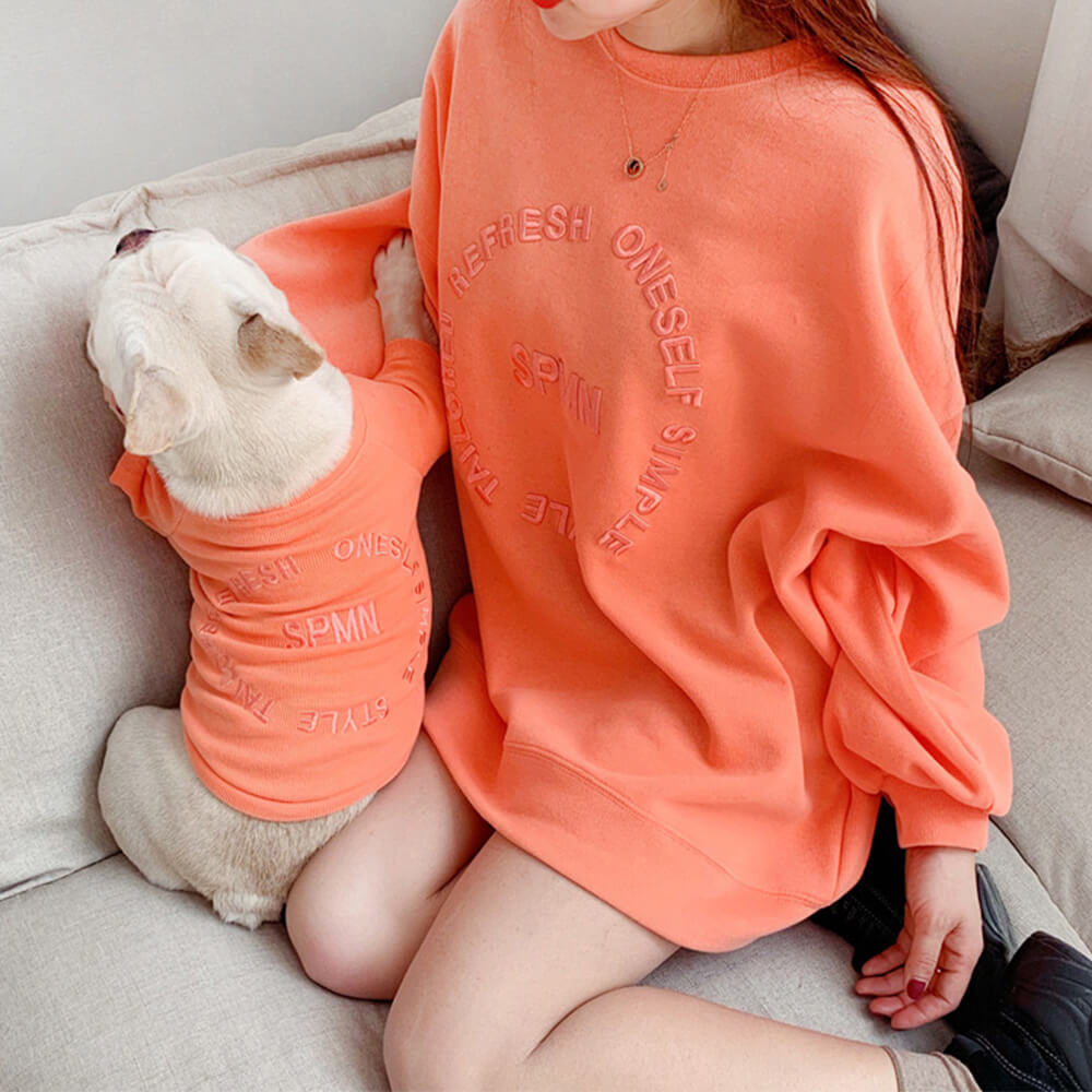 Stylish Embroidered Long Sleeve Pullover Sweatshirt for Pet and Owner Matching Clothes