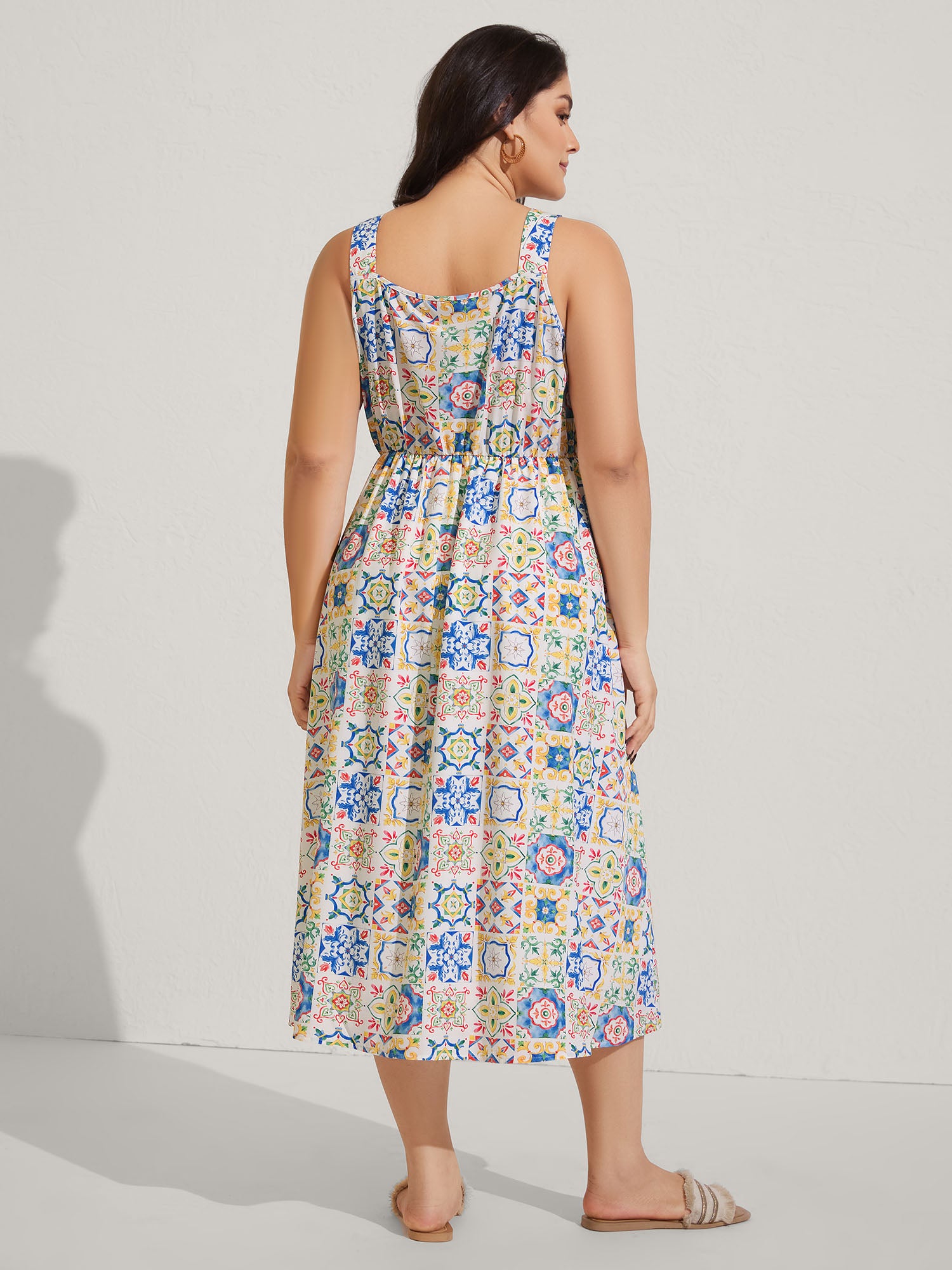 Floral Collage Pockets Cami Midi Dress