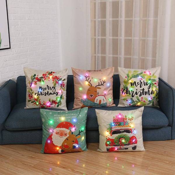 LED LIGHT CHRISTMAS CARTOON PILLOW CASE