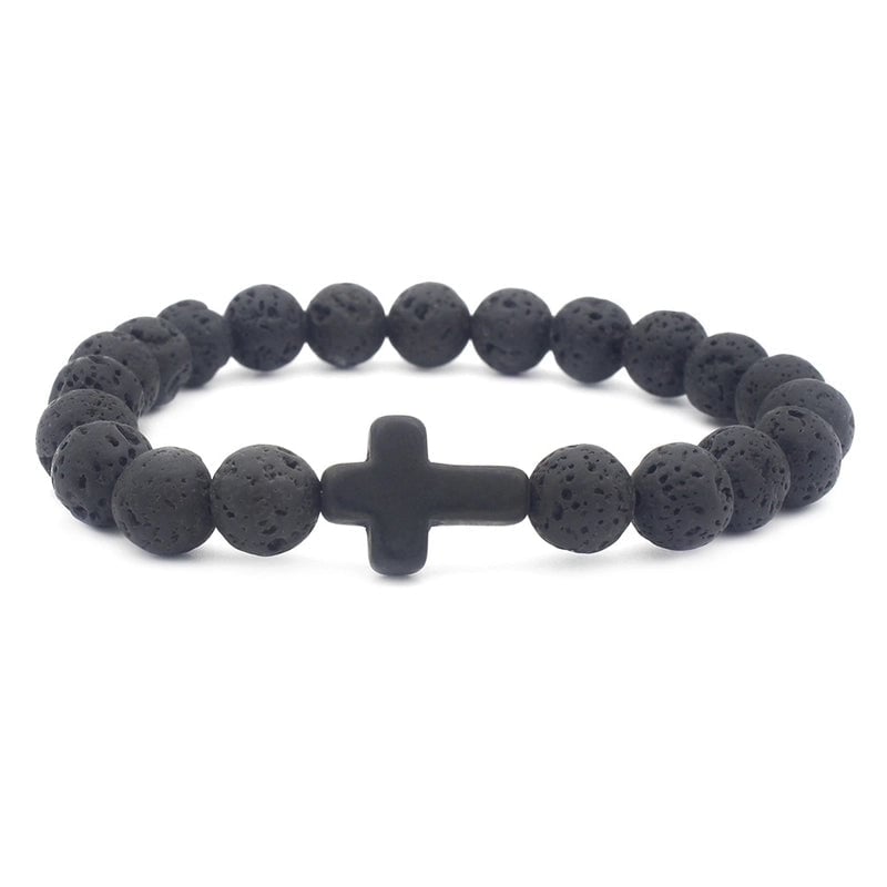 Ethnic Style Cross Natural Stone Elastic String Woven Chain Bracelets In Bulk