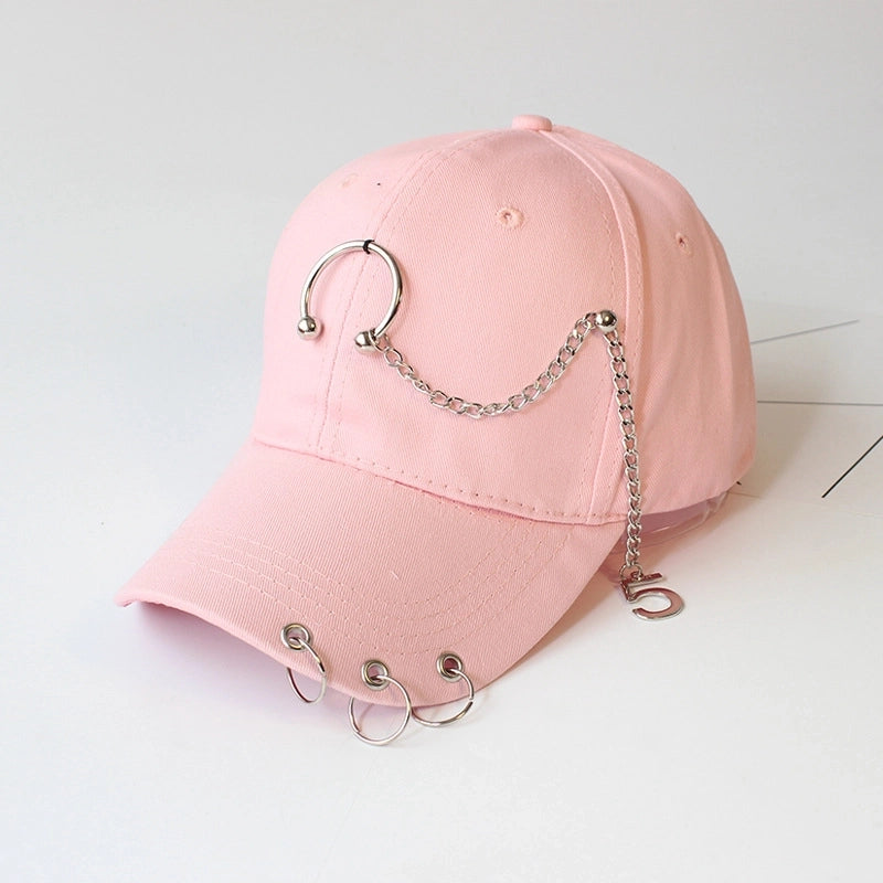 Hat Women's Korean Style Personality Chain Iron Ring Cap Student Children's Baseball Cap Spring And Summer Parent-Child Sunshade