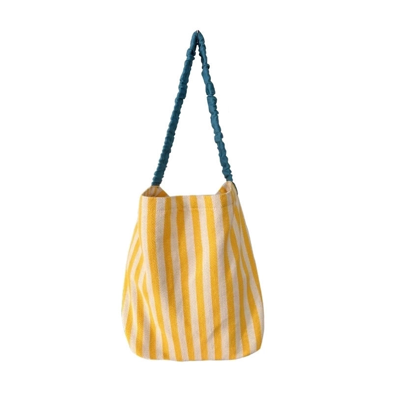 Women's Classic Style Color Block Cotton Shopping Bags