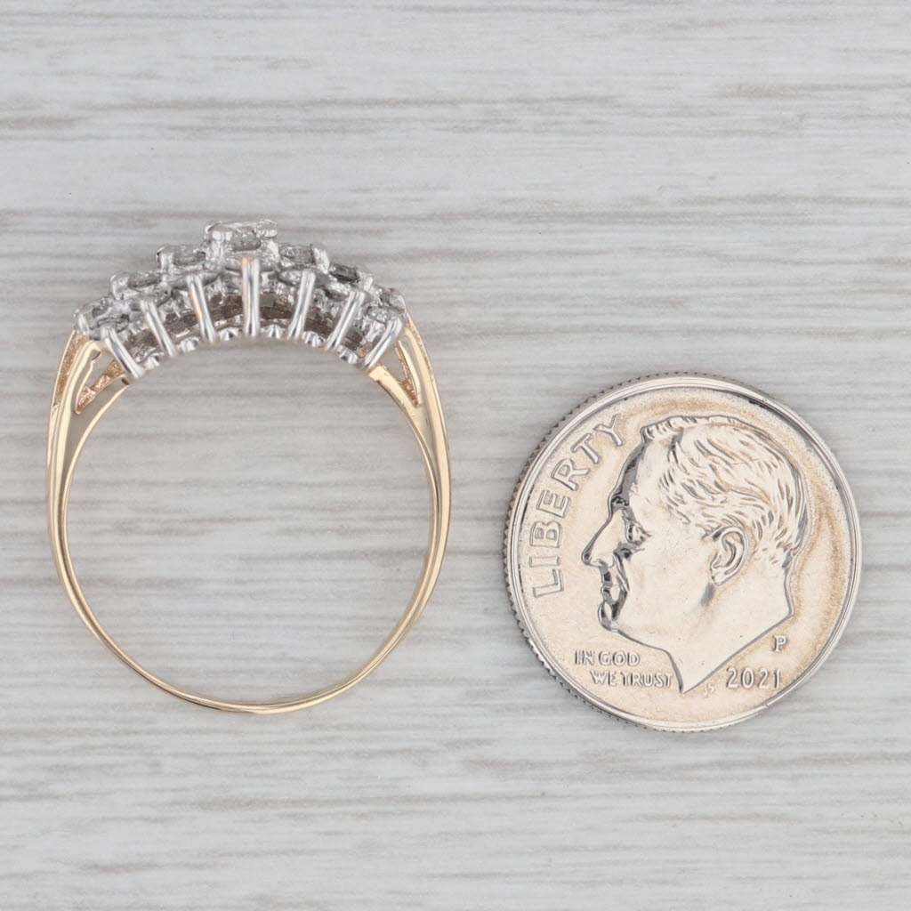 0.98ctw Diamond Cluster Ring 14k Yellow Gold Size 8