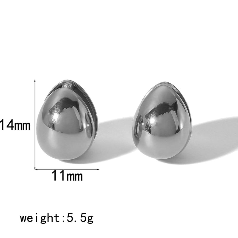 1 Pair Elegant Oval Enamel 304 Stainless Steel 18K Gold Plated Ear Studs