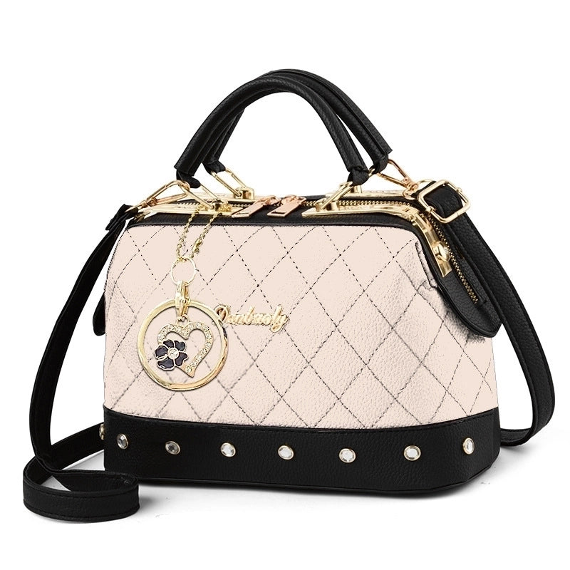 Women's Medium Pu Leather Solid Color Cute Ornament Square Zipper Crossbody Bag