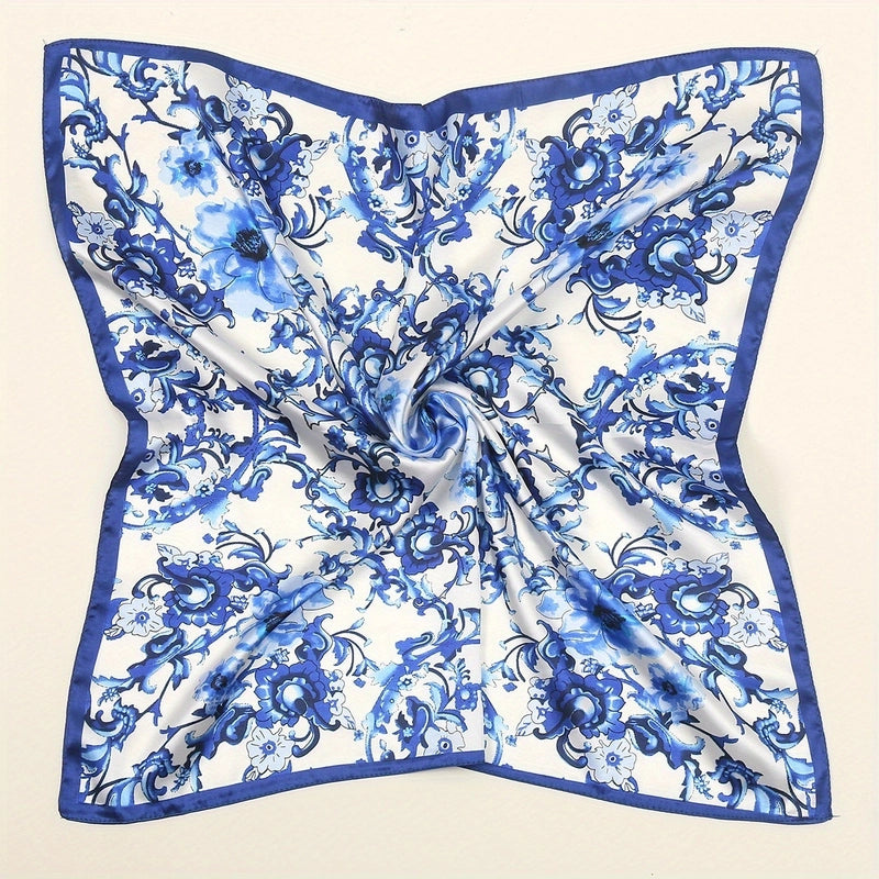Women's Vintage Style Minimalist Flower Polyester Printing Silk Scarf