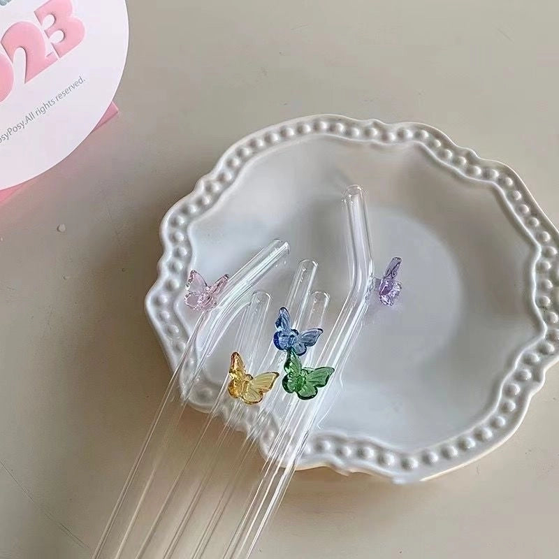 Casual Vacation Solid Color Glass Straw 1 Piece