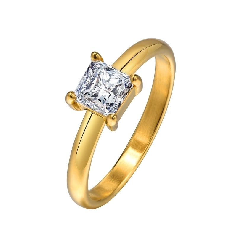 Casual Minimalist Geometric Heart Shape 201 Stainless Steel Zircon Gold Plated Plating Inlay Rings