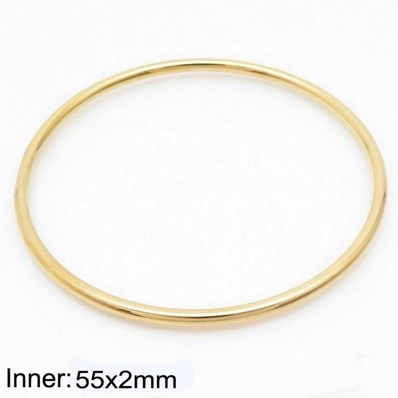 304 Stainless Steel 18K Gold Plated Minimalist Round Solid Color Bangle