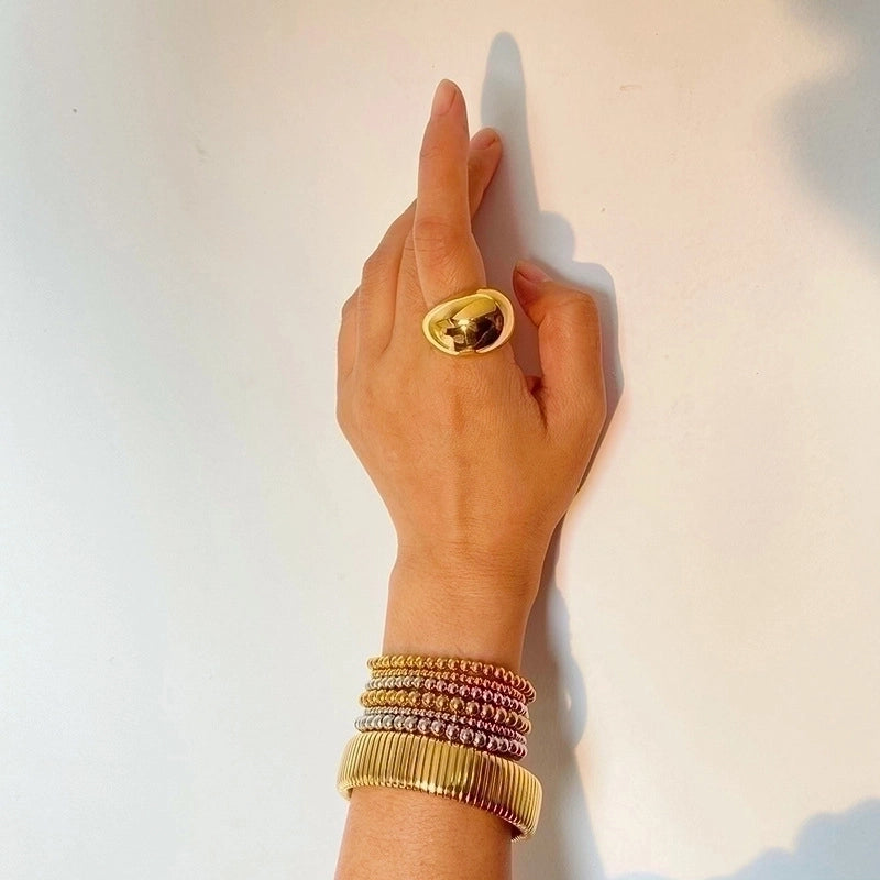 Solid Color 304 Stainless Steel 18K Gold Plated Stainless Steel Bracelets In Bulk